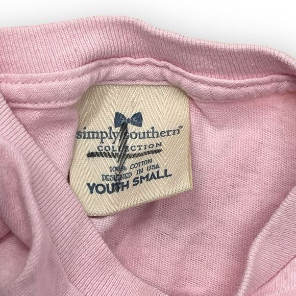 Simply Southern Pink Classy Boujee Peachy Short Sleeve Tshirt Youth Girl Size S - Picture 3 of 3